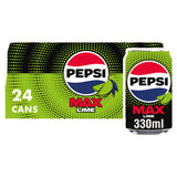 Pepsi Max Lime sugar-free cola 24 x 330ml cans, imported from the UK