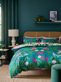 Teal Green Reversible Safari Duvet Cover and Pillowcase Set (British brand)