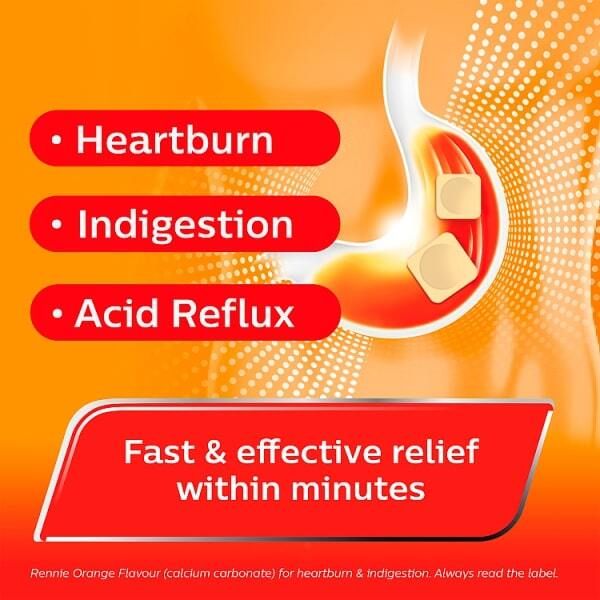 Rennie Orange Heartburn &amp; Indigestion Relief 24 Tablets