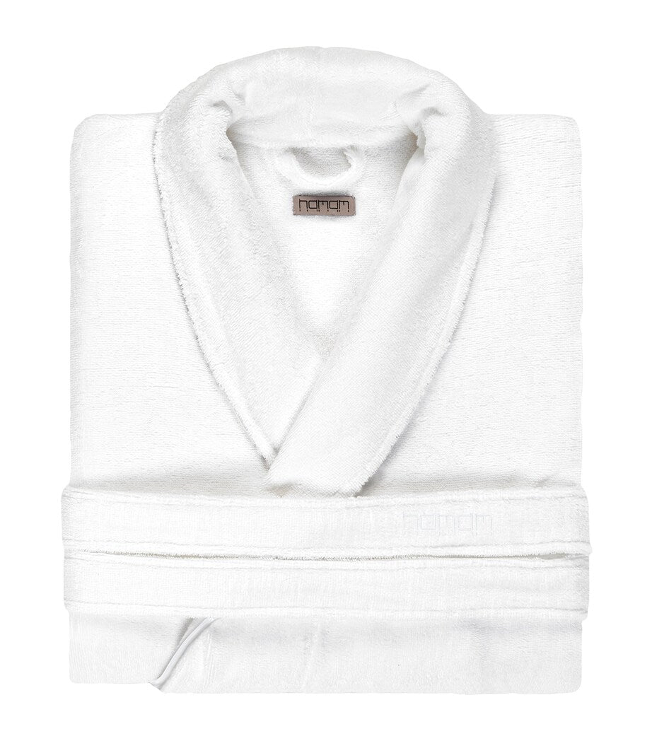 Cotton Terrycloth Bathrobe with Tie Fastening and Machine Washable