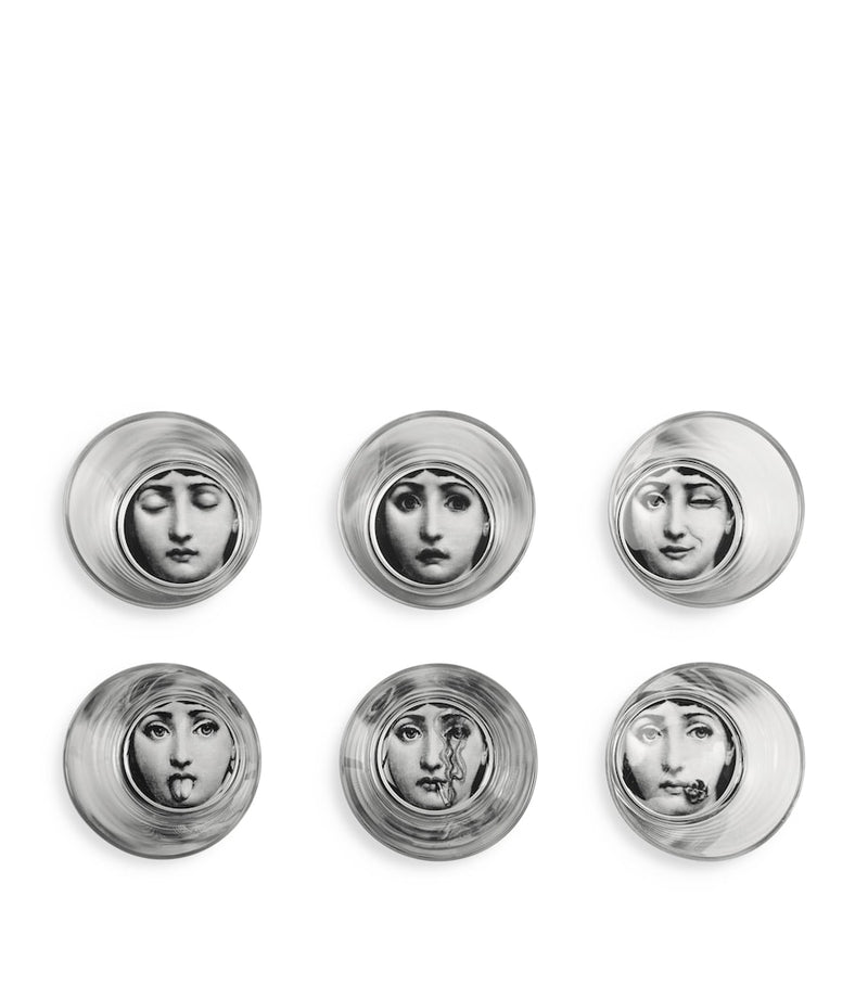 Fornasetti Tema e Variazioni glasses set of 6 8cm - British product