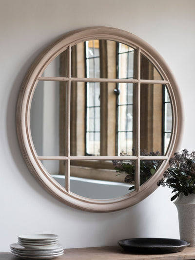 Gallery Home Natural Chitton Clay Round Wall Mirror 100cm x 100cm