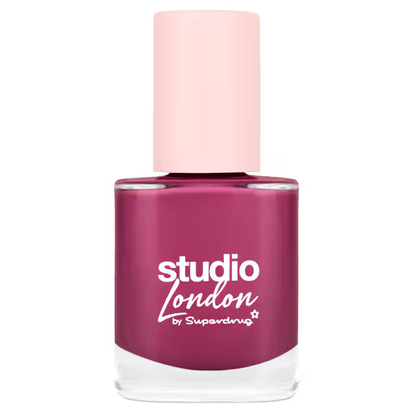 Studio London Deep Red Wine nail polish bottle - British product