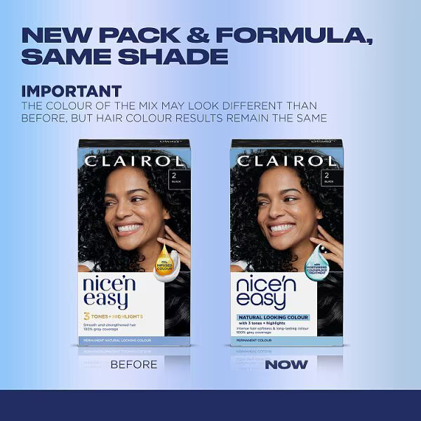 Clairol Nice'N Easy black hair dye - British product