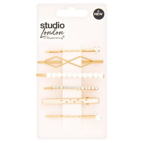 Superdrug Studio Gold Tone Slides x 6 (British brand)
