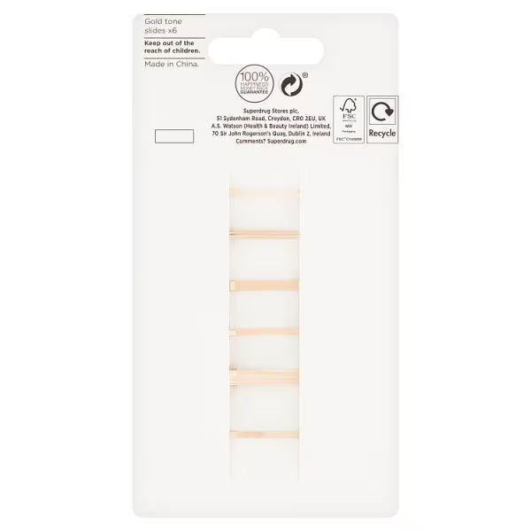 Superdrug Studio Gold Tone Slides x 6 (British brand)