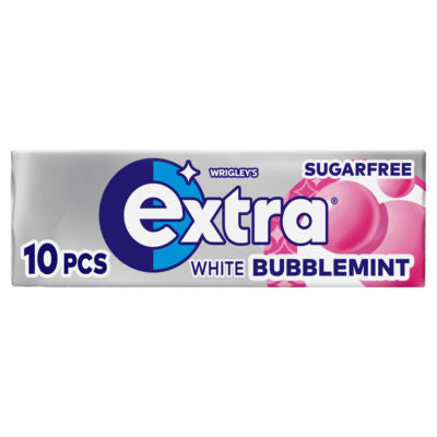 Wrigley's Extra White Bubblemint Sugarfree Chewing Gum 10 pieces (British brand)