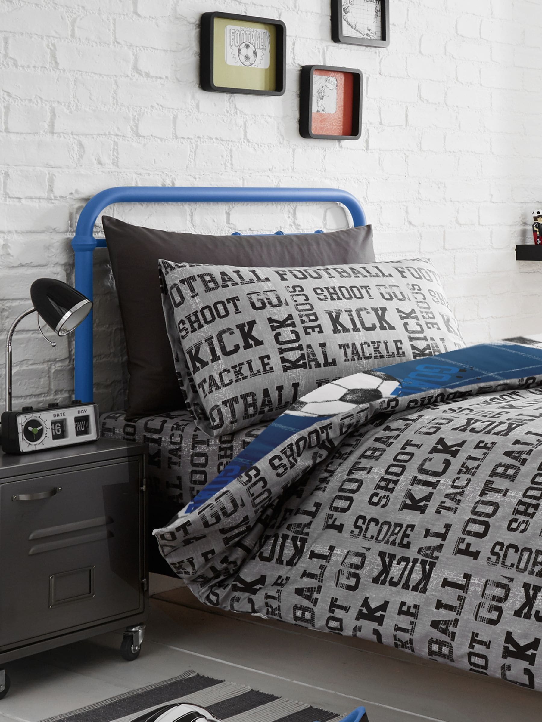 Bedlam blue kids football duvet cover and pillowcase set - British product