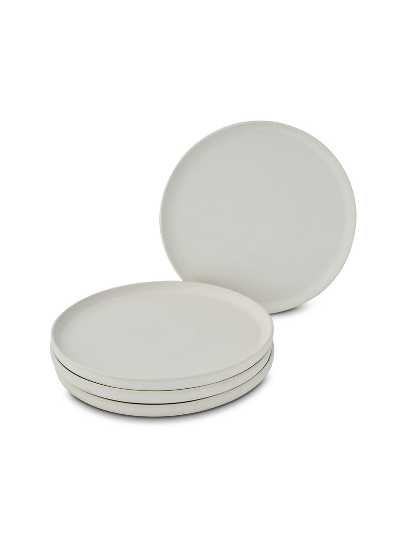 Set of 4 Light Grey Reactive Glaze Stoneware Dinner Plates 26cm
