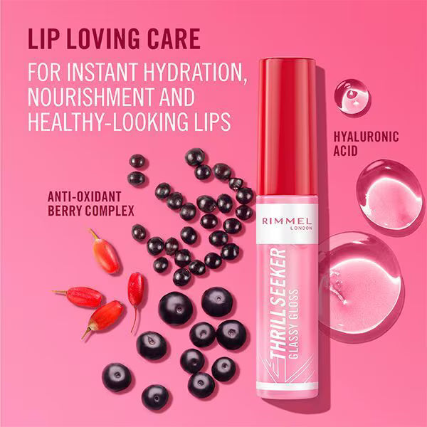 Rimmel Glassy Gloss Pink To The Berry 10ml imported from the UK