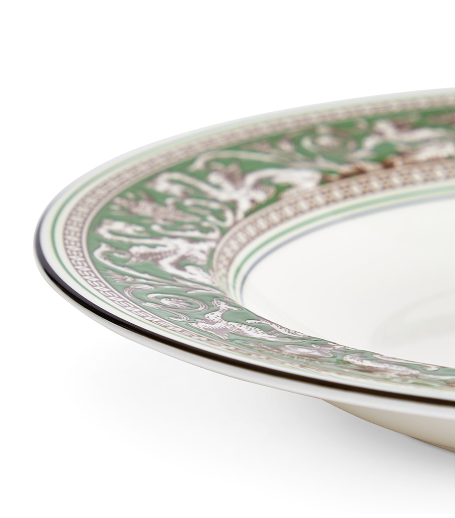 Wedgwood Florentine Verde rimmed soup bowl 23cm (British brand)