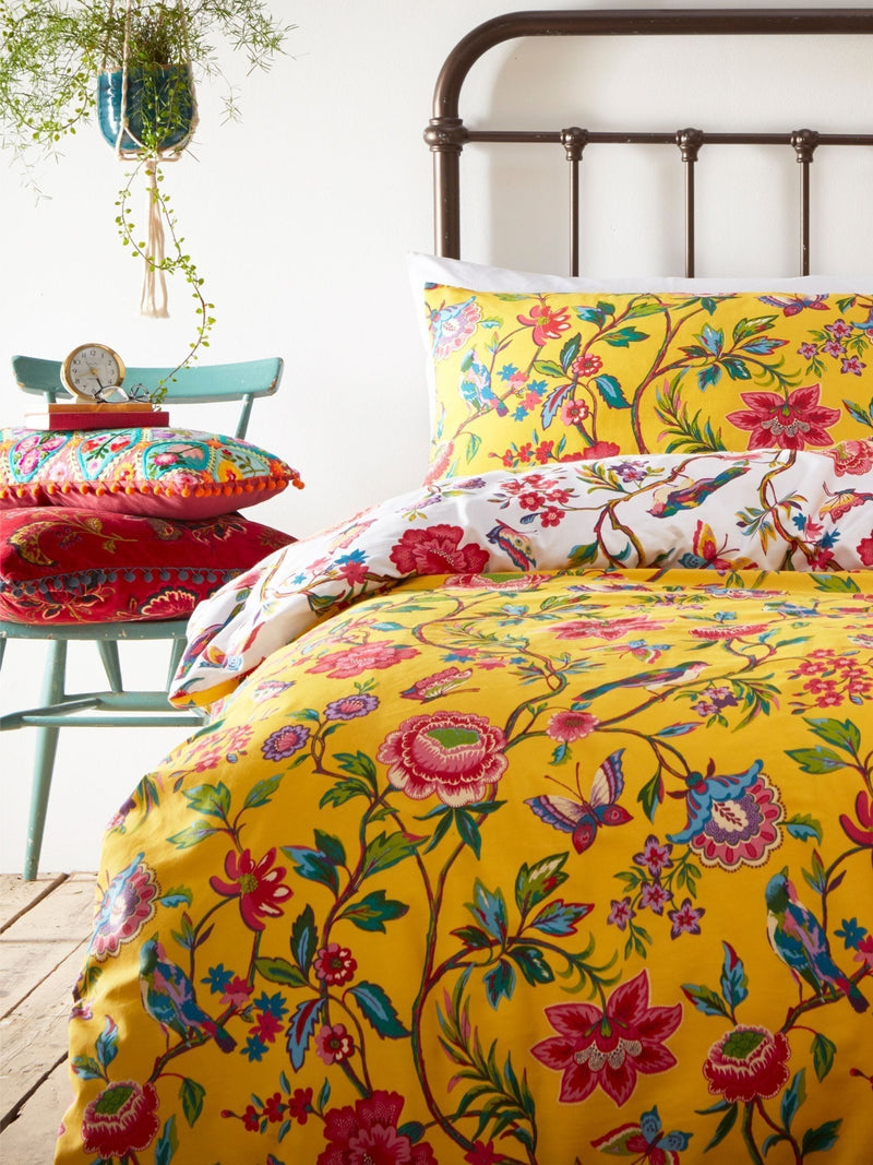 Furn Yellow Pomelo Reversible Floral Duvet Cover and Pillowcase Set