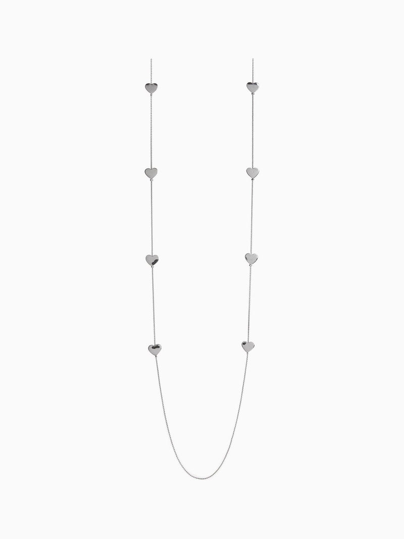 Silver tone heart long rope necklace (British brand)