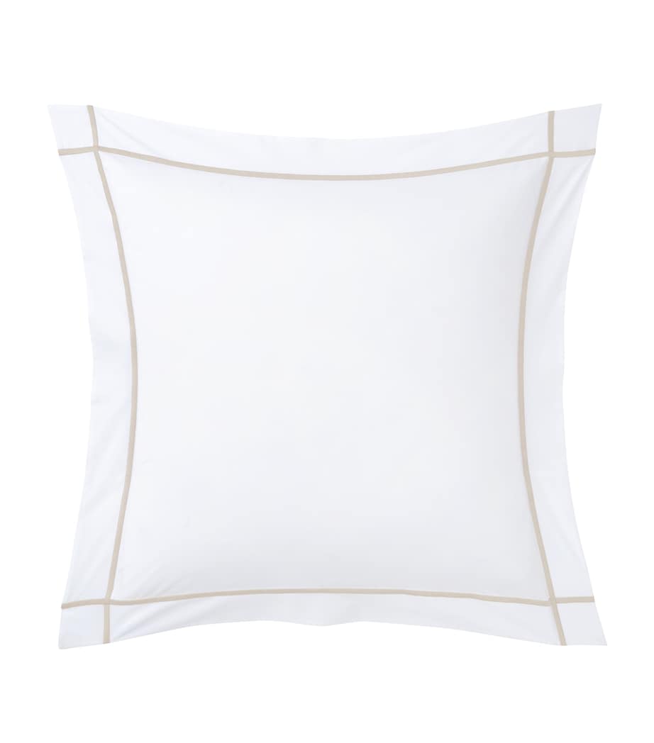 Yves Delorme square pillowcase with chain embroidery, 65cm x 65cm (British brand)