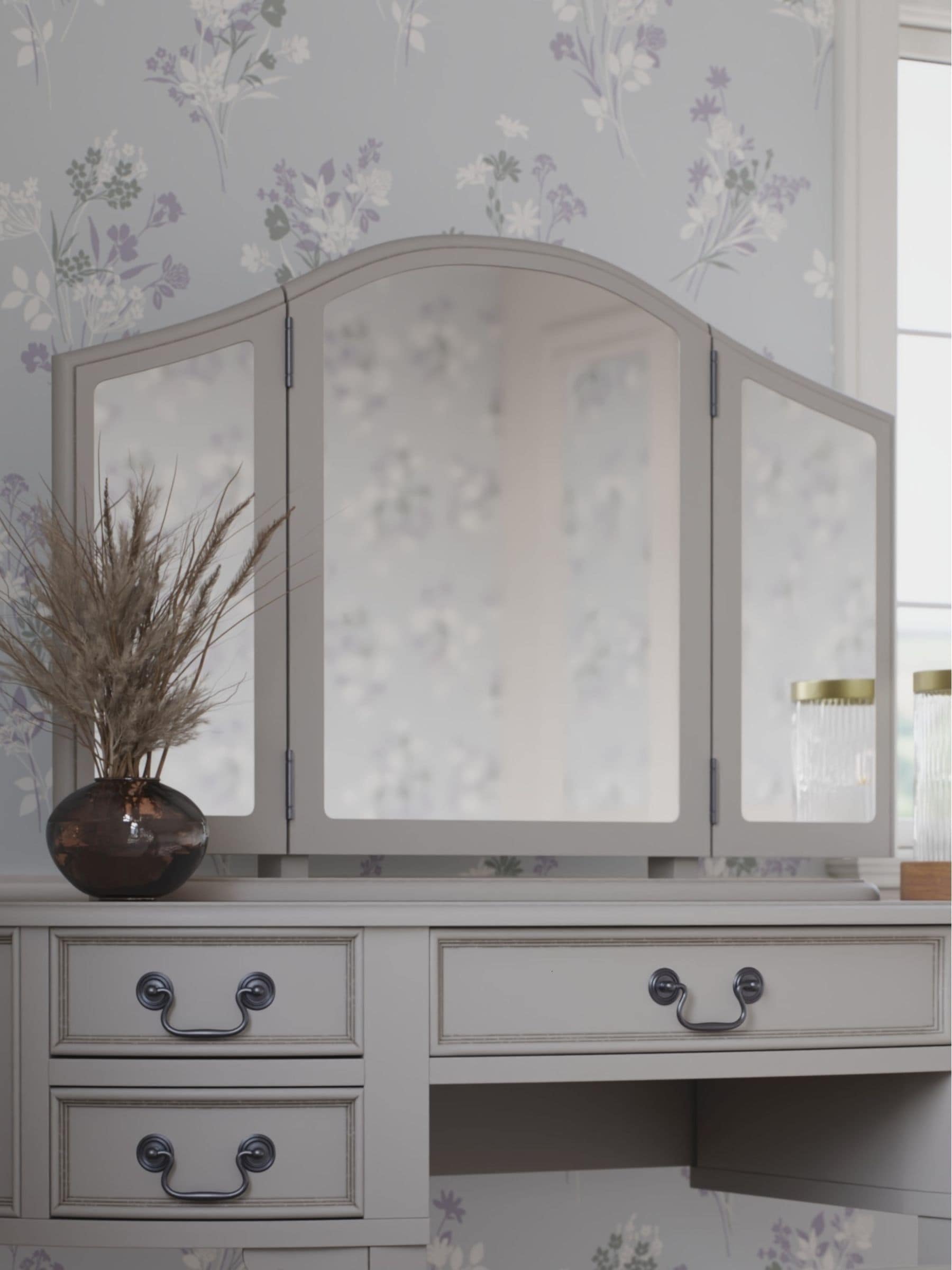 Laura Ashley Dove Grey Clifton Dressing Table Mirror 57x80x17cm, UK version