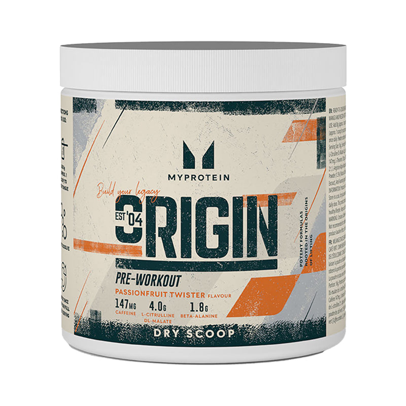 Myprotein Origin Pre-Workout Dry Scoop Passionfruit 288g, imported from the UK