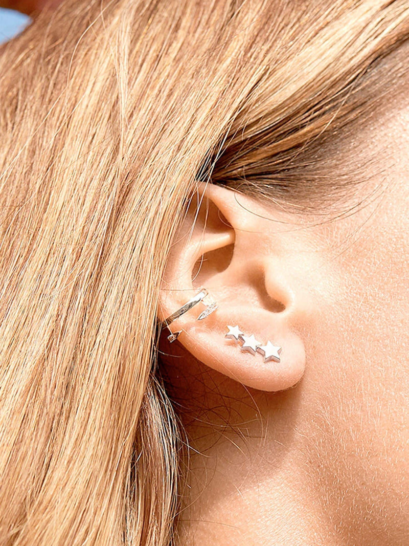 Estella Bartlett silver trio star ear studs - British product