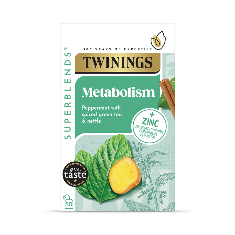 Twinings Superblends Metabolism Peppermint Herbal Tea Bags 20 (British brand)