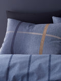 Catherine Lansfield Blue Supersoft 100% Brushed Cotton Melrose Tweed Check Duvet Cover Set