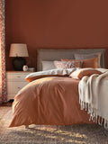 Natural Cotton Rich Plain Duvet Cover and Pillowcase Set
