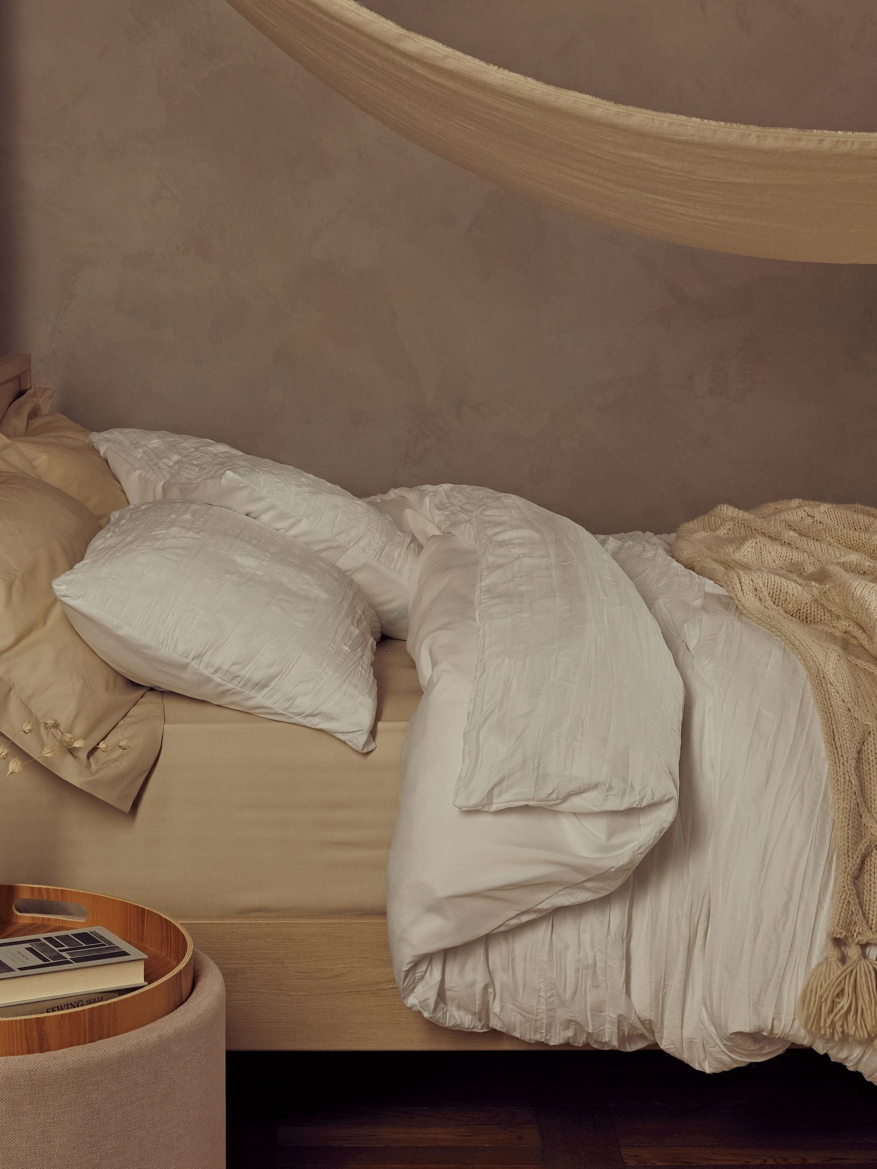 Natural Cotton Rich Plain Duvet Cover and Pillowcase Set