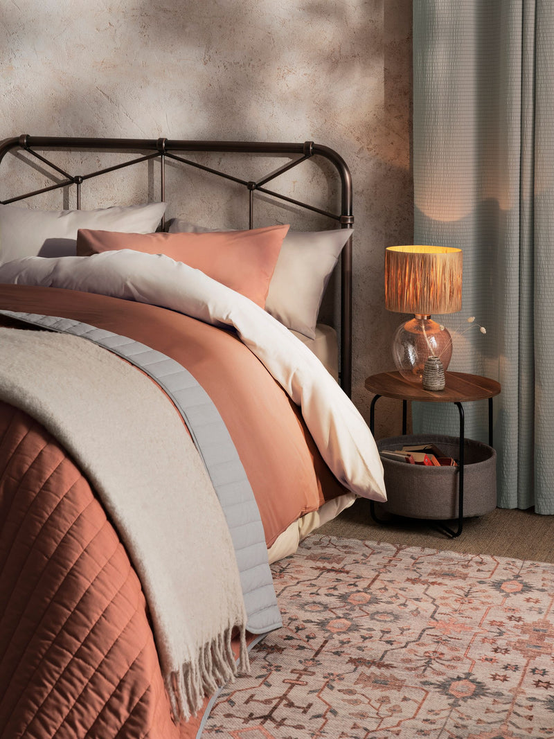 Natural Cotton Rich Plain Duvet Cover and Pillowcase Set