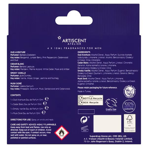Artiscent fragrance gift set 4x10ml - British product