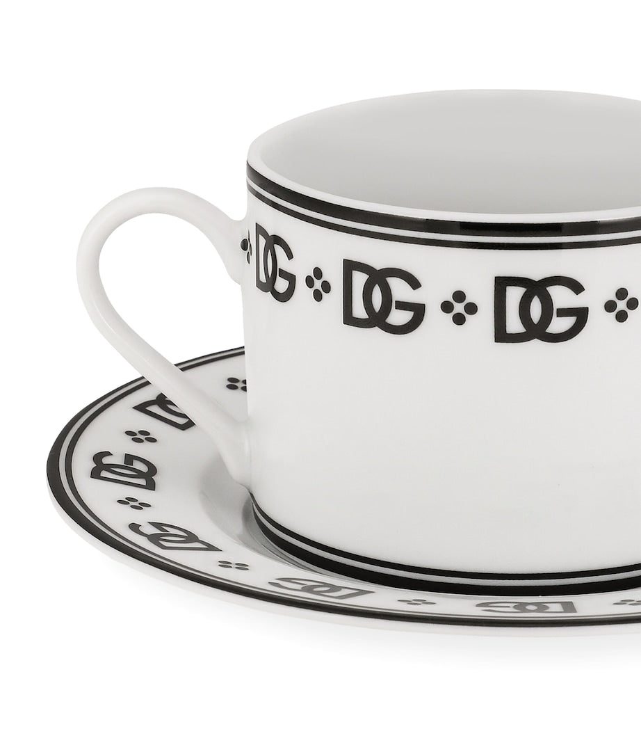 Dolce&Gabbana porcelain teacups and saucers with DG monogram, set of two - British product