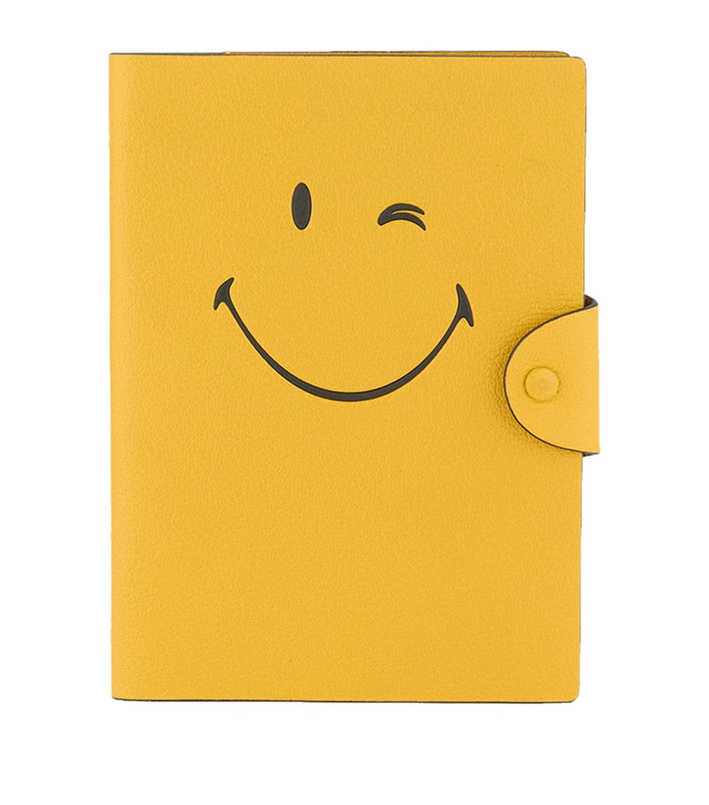Anya Hindmarch leather A5 journal with Wink motif - British product