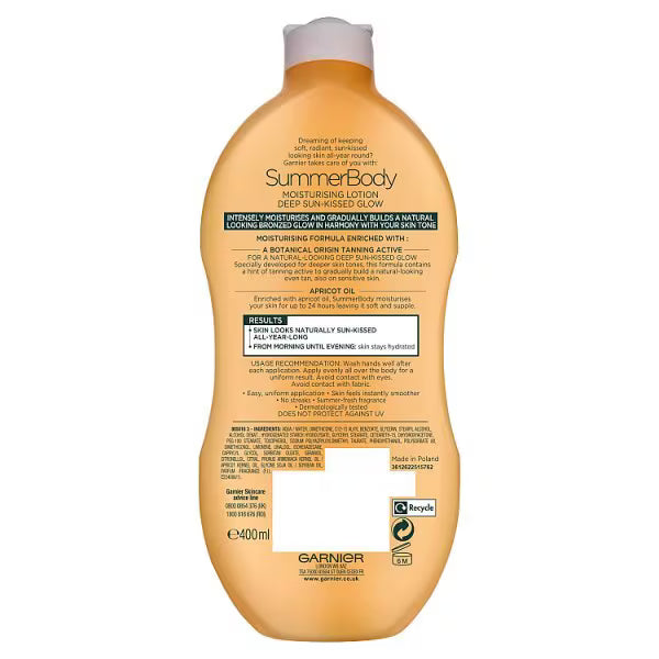 Garnier Summer Body Gradual Tan Moisturiser Dark 400ml, UK version