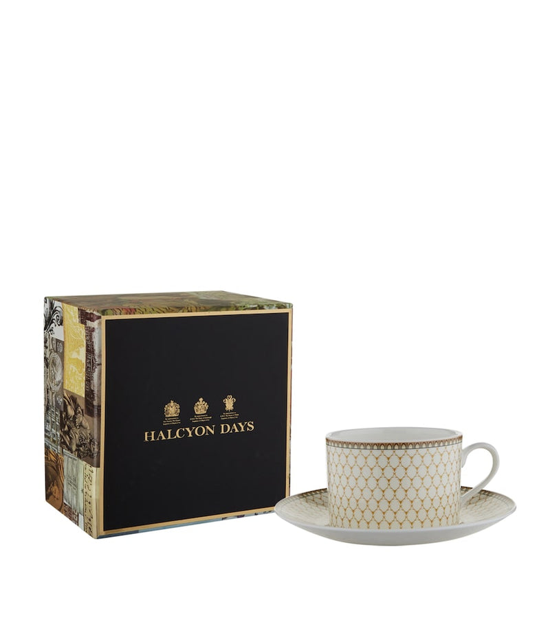Halcyon Days Antler Trellis teacup and saucer, UK version