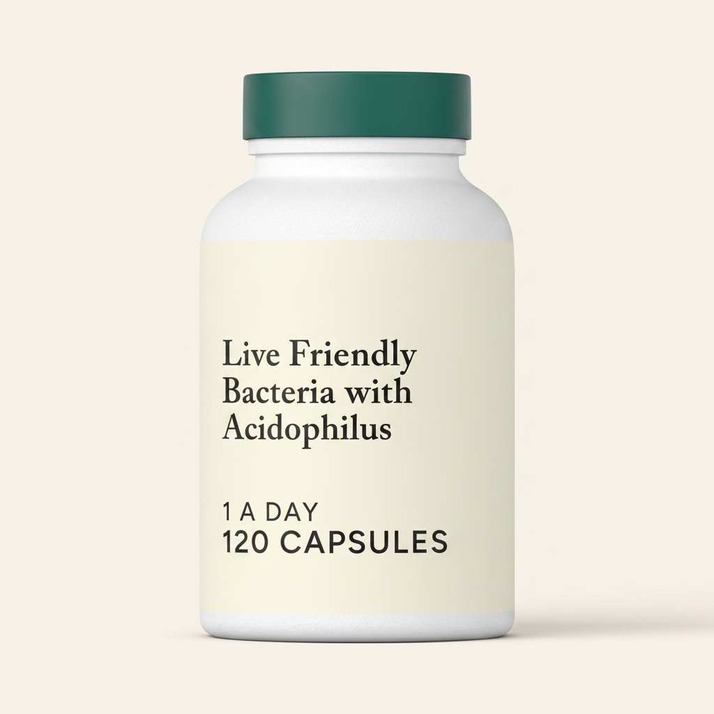 Holland & Barrett Live Friendly Bacteria 120 capsules, imported from the UK