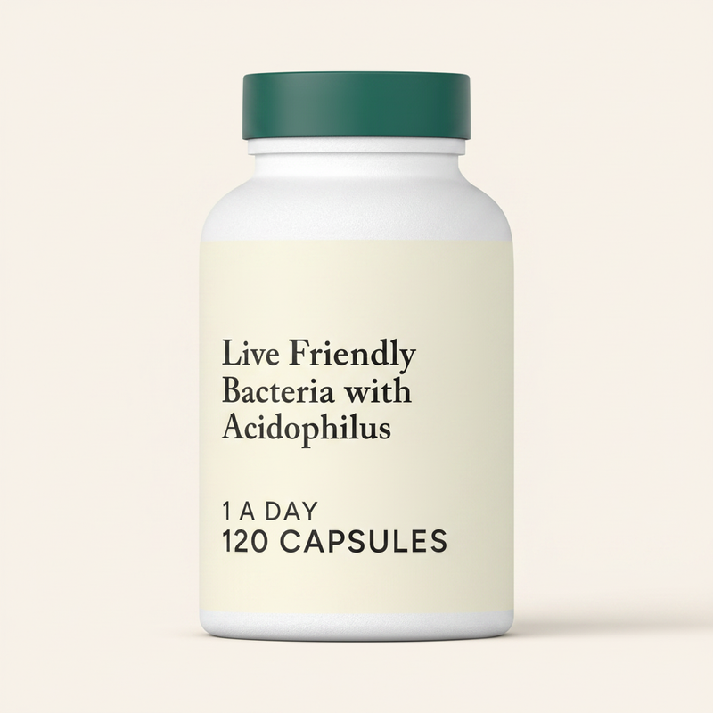 Holland & Barrett Live Friendly Bacteria 120 capsules, imported from the UK