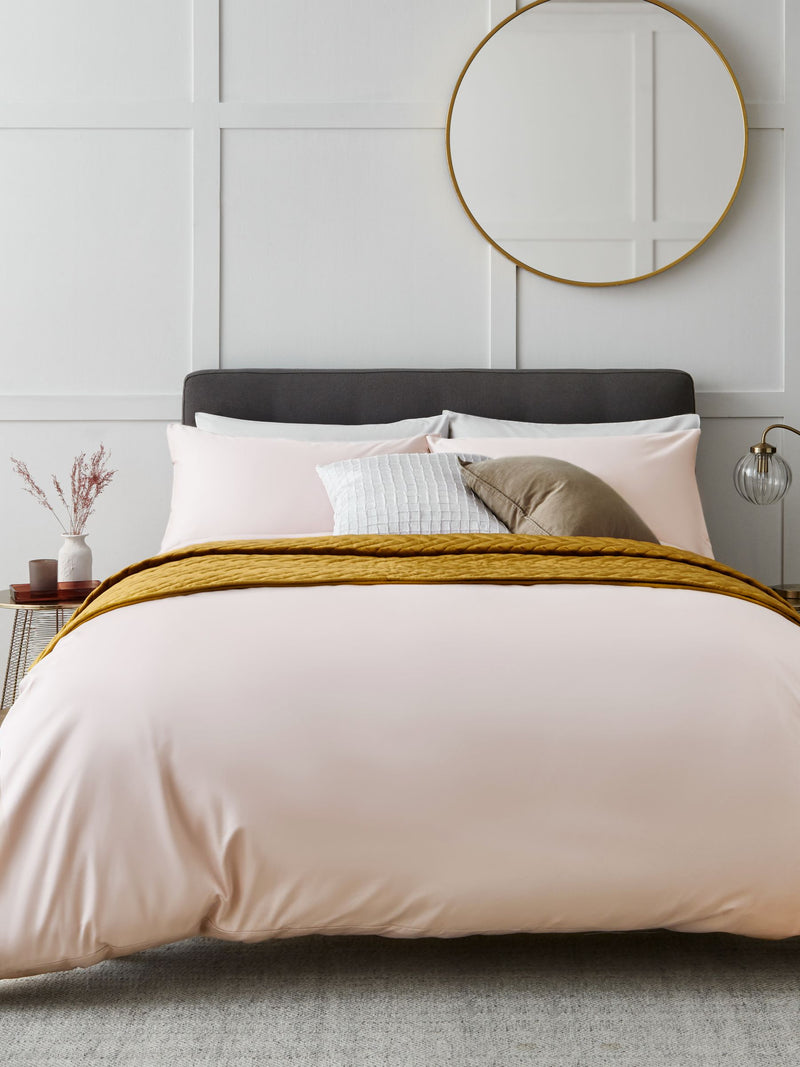 Blush pink Egyptian cotton sateen duvet cover and pillowcase set - British product