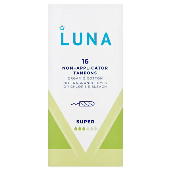 Superdrug Luna Super Non-Applicator Tampons 16 Pack (British brand)