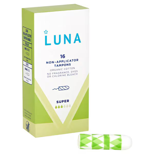 Superdrug Luna Super Non-Applicator Tampons 16 Pack (British brand)