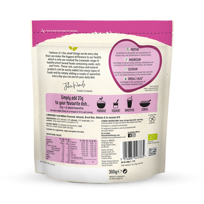Mélange de graines et de noix moulues Linwoods aux graines de lin, amandes, noix du Brésil et noix et CoQ10 360g
