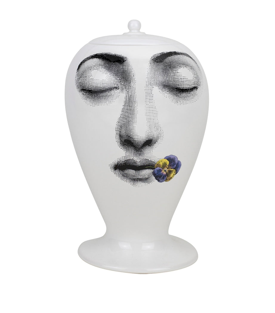 Porcelain Flower Vase with Viola Face Design, 30cm