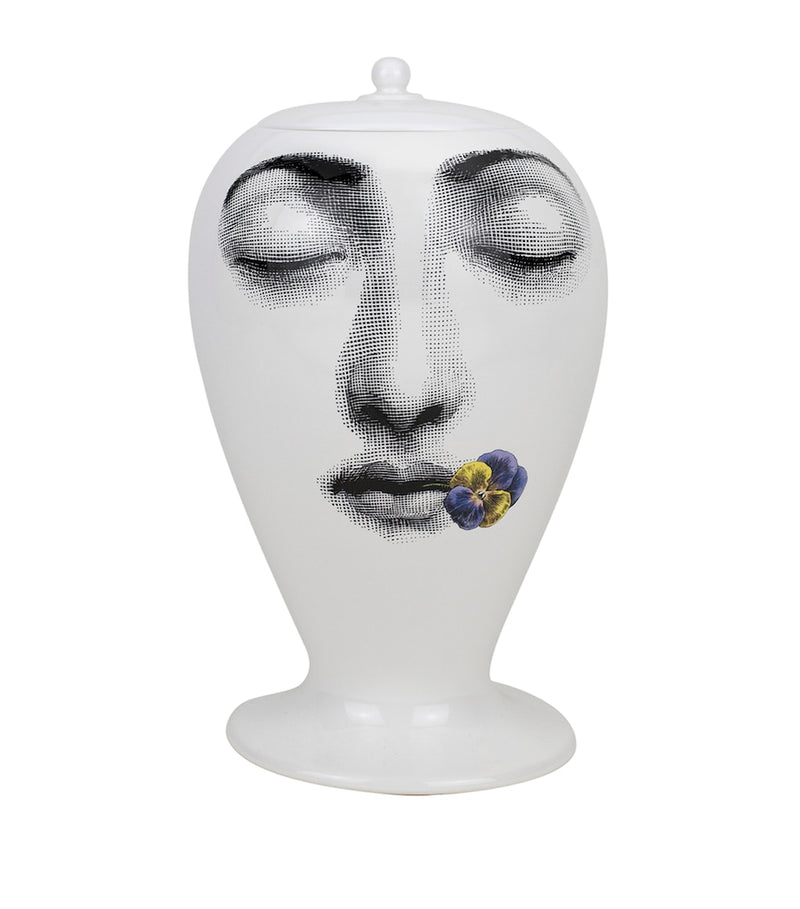 Porcelain Vase with Decorative Face Design for Flower Display