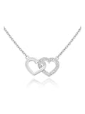 Silver Cubic Zirconia Double Heart Necklace Sterling Silver (British brand)