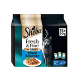 Sheba fish in gravy wet cat food 15 x 50g pouches (British brand)