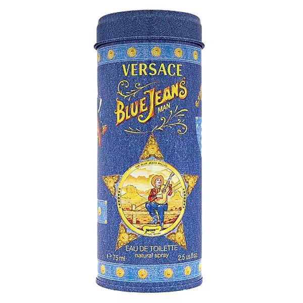 Versace Blue Jeans Eau de Toilette Spray 75ml in iconic Coca Cola style bottle (British brand)
