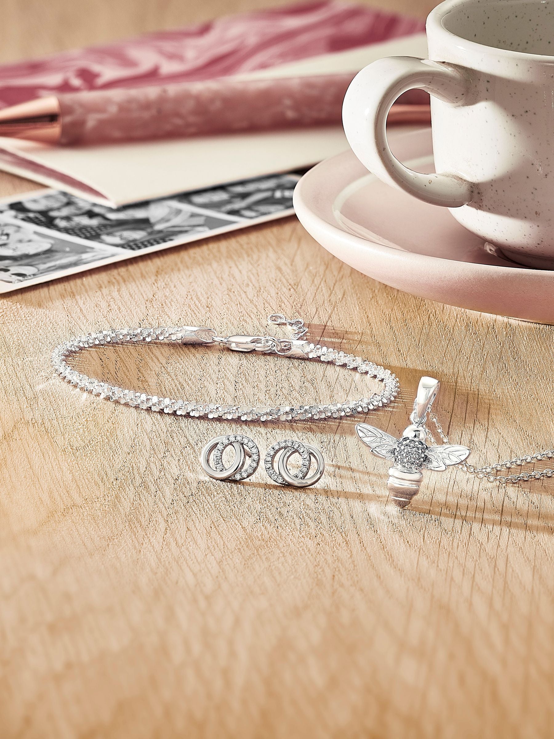 Silver Sparkle Bracelet sterling silver adjustable 19cm (British brand)