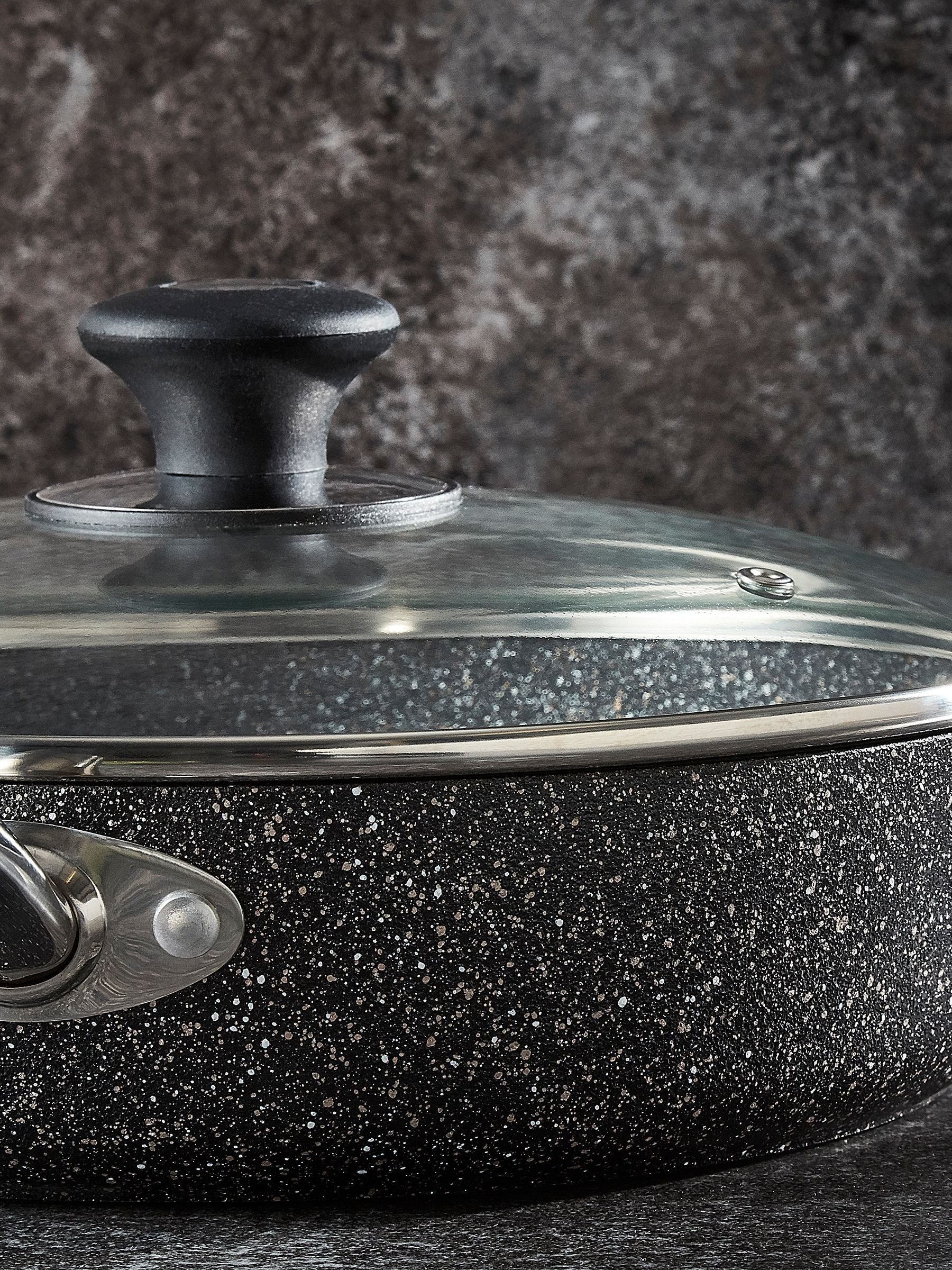Tower Black deep frying pan with lid 28cm (British brand)