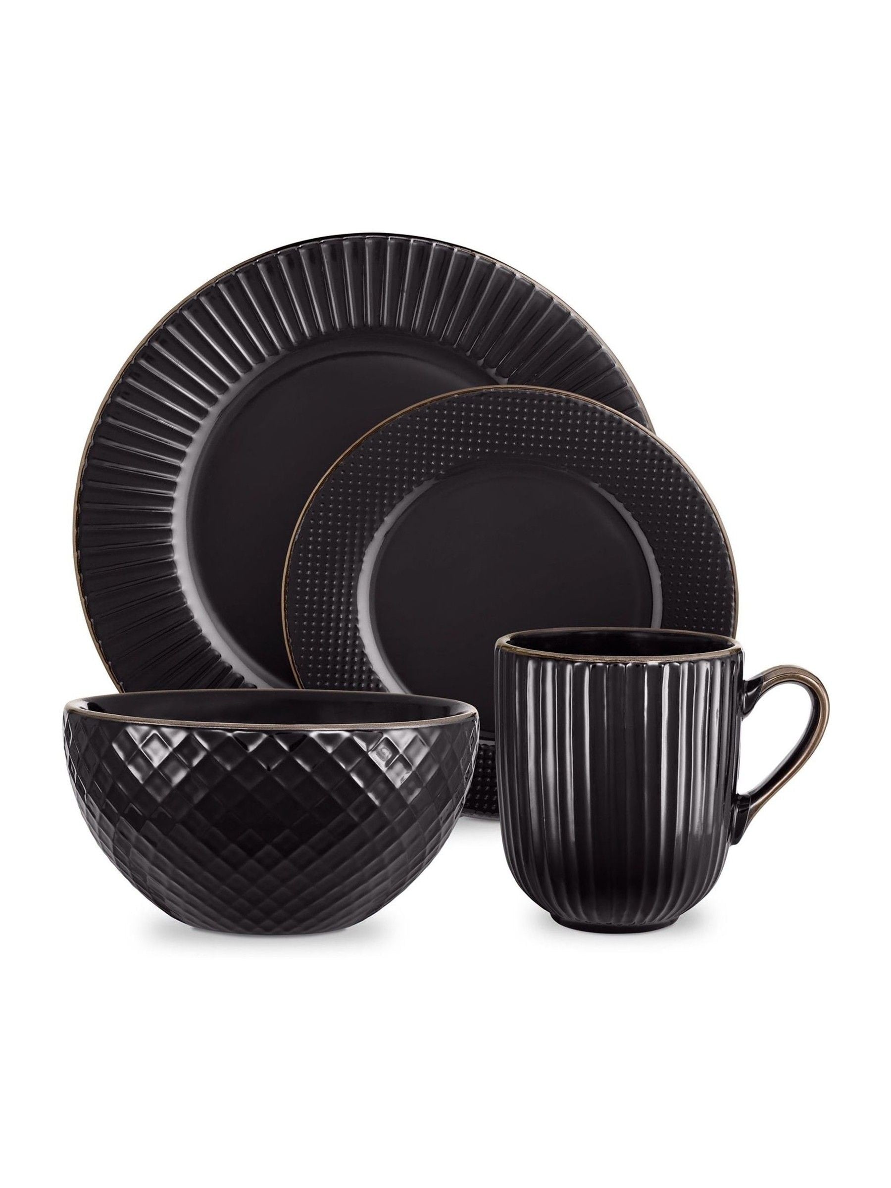 Tower 16 piece black dinnerware set (British brand)