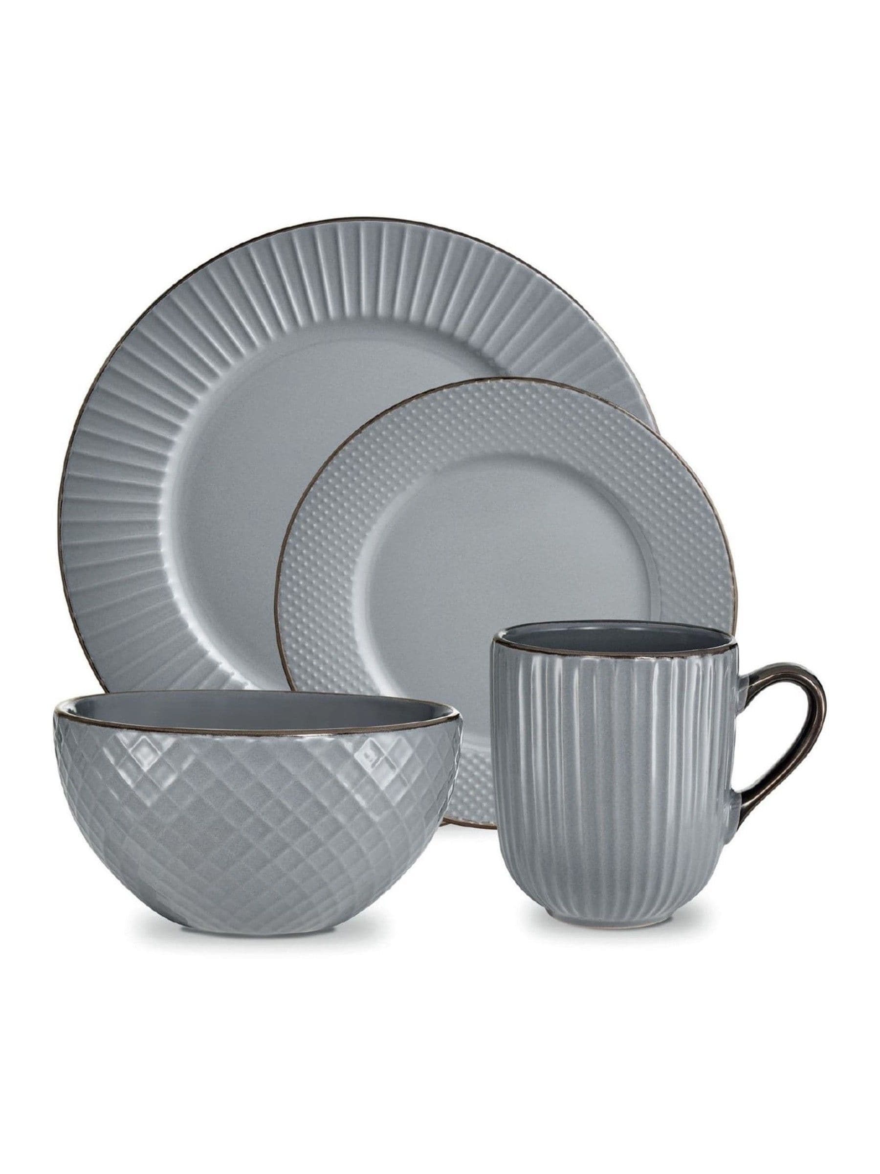 Tower grey 16-piece dinnerware set (British brand)