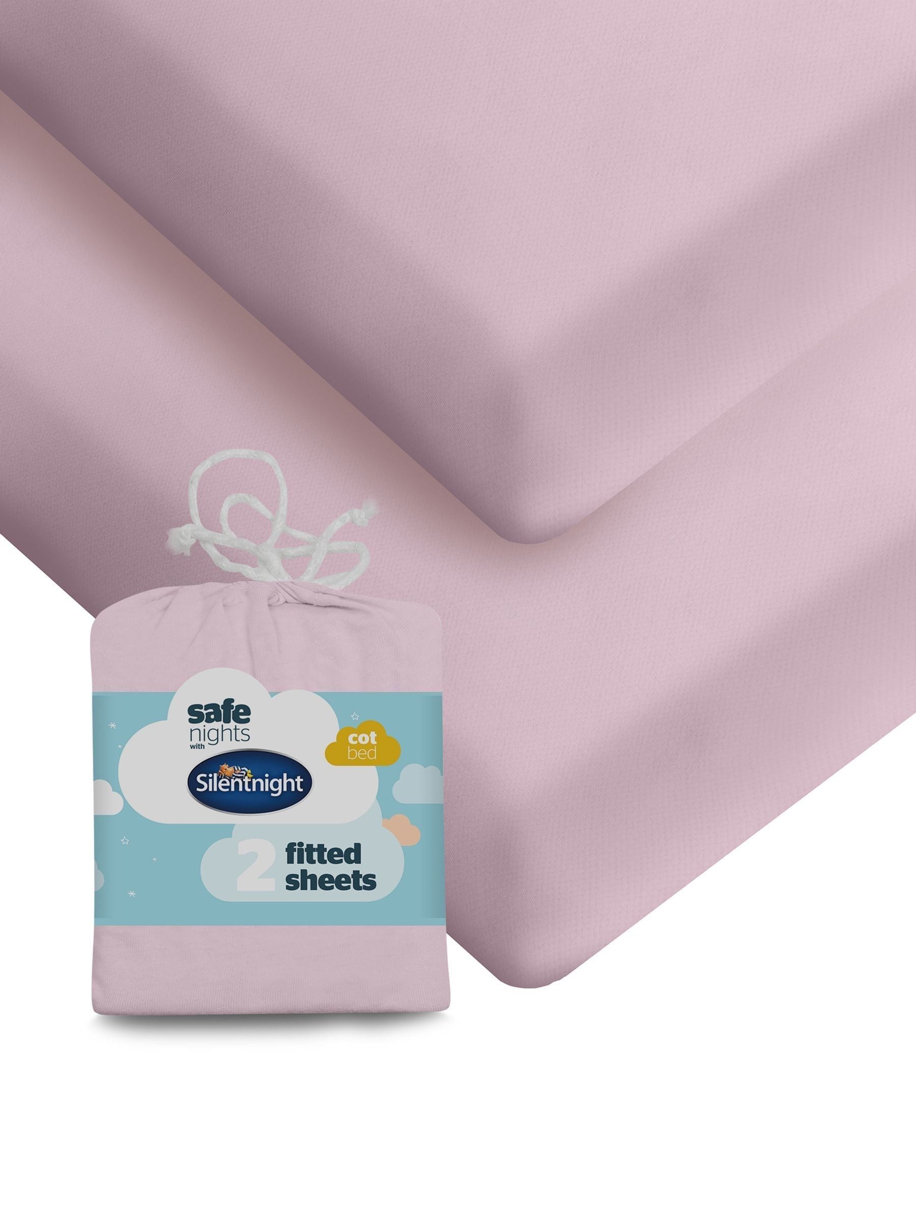 Silentnight pink kids cot bed fitted sheets 2 pack (British brand)