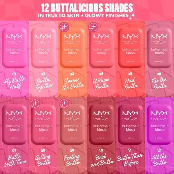 NYX Professional Makeup Buttermelt Blush Compact, imported from the UK