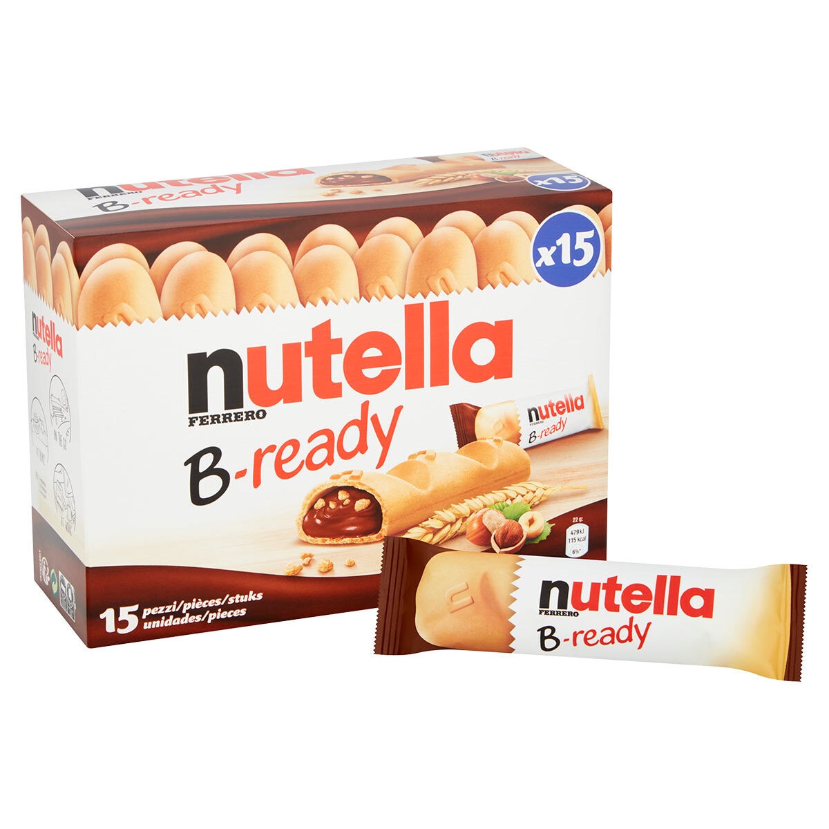 Nutella B-Ready Chocolate Cereal Bars 15 x 22g, imported from the UK