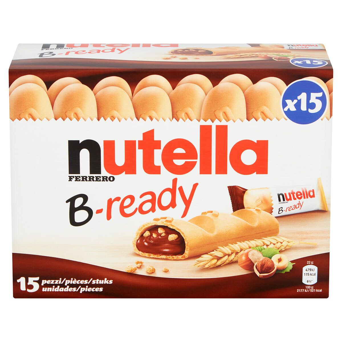 Nutella B-Ready Chocolate Cereal Bars 15 x 22g, imported from the UK